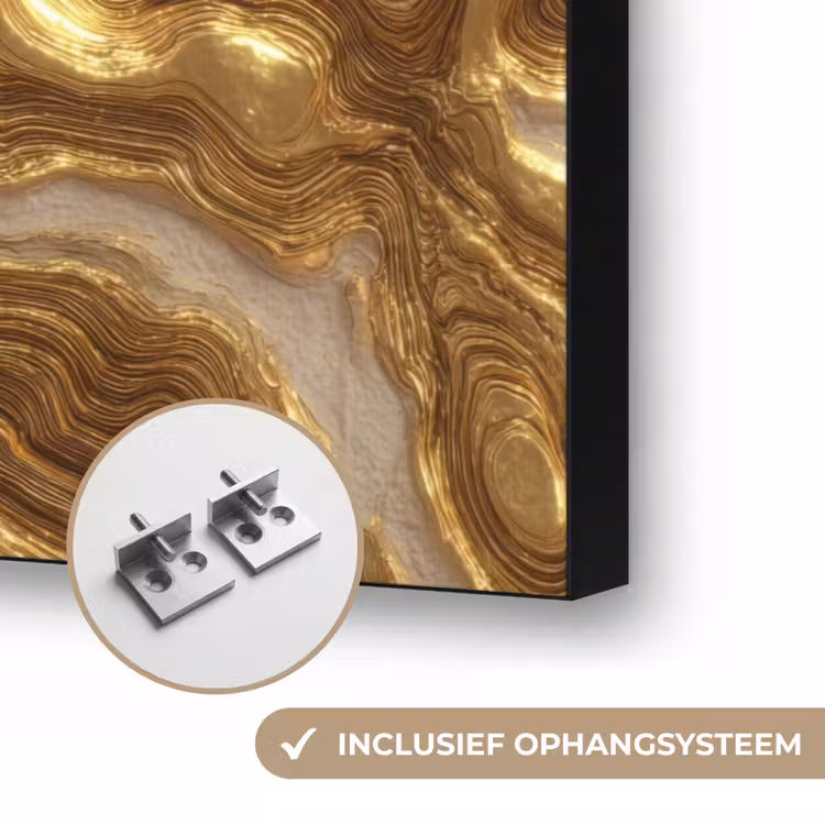 Golven - Organisch - Goud - Crème Textielframe zwart klein 947 -USP_ophangsysteemNL
