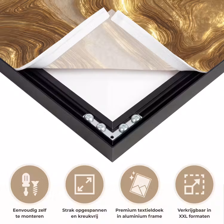 Golven - Organisch - Goud - Crème Textielframe zwart klein 947 -USP_feed_closeupNL