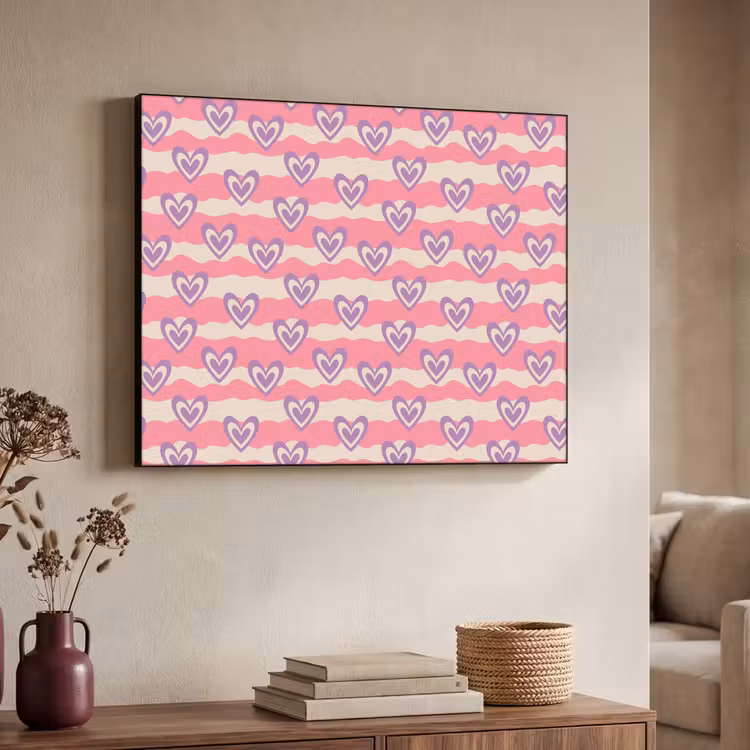 Golven - Patroon - Hartjes - Retro Textielframe - compleet frame klein 947 -sfeer3