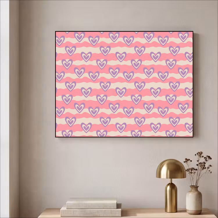 Golven - Patroon - Hartjes - Retro Textielframe - compleet frame klein 947 -sfeer2