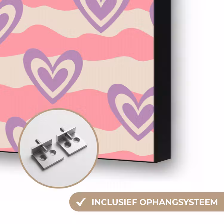 Golven - Patroon - Hartjes - Retro Textielframe zwart klein 947 -USP_ophangsysteemNL