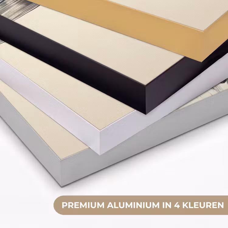 Golven - Penseelstreken - Beige - Minimalistisch Textielframe zwart klein -USP_kleurenNL