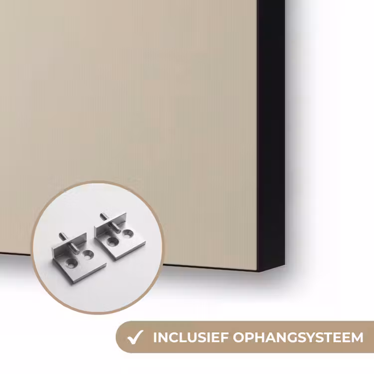Golven - Penseelstreken - Beige - Minimalistisch Textielframe zwart klein -USP_ophangsysteemNL
