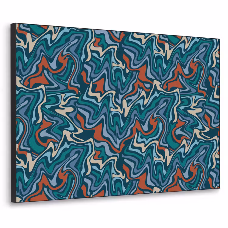 Golven - Retro - Blauw - Patroon Textielframe - compleet frame klein 947 -3d