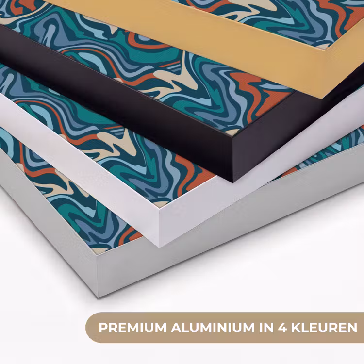 Golven - Retro - Blauw - Patroon Textielframe zwart klein 947 -USP_kleurenNL