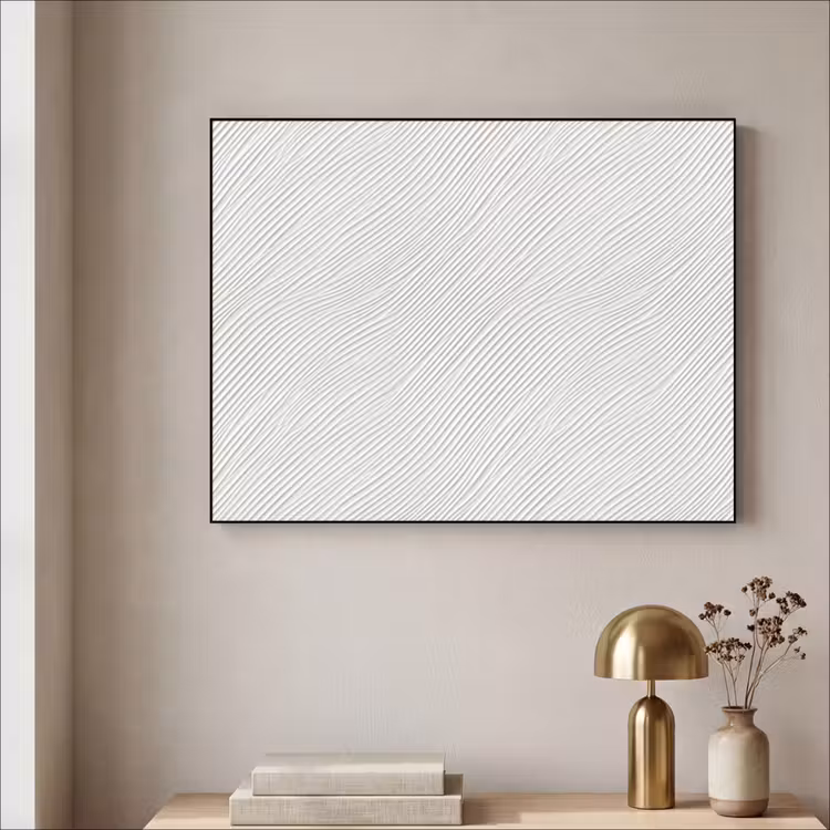 Golven - Ribbels - Wit Textielframe zwart klein 947 -sfeer2