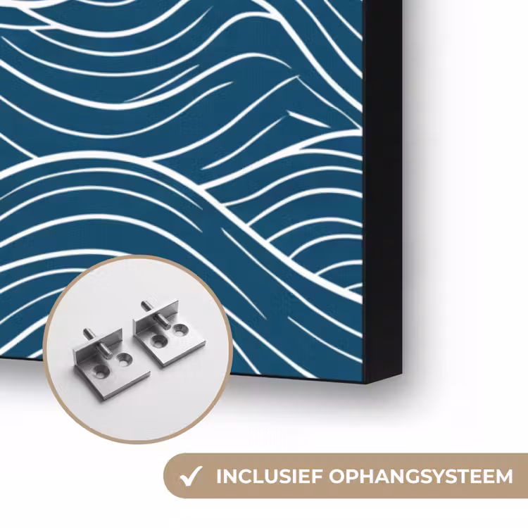 Golven - Spiraal - Water - Abstract - Blauw Textielframe zwart klein -USP_ophangsysteemNL