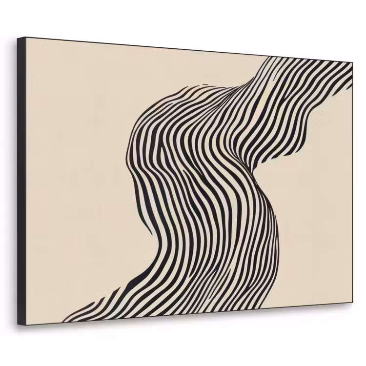 Golvend - Lijnen - Abstract - Silhouet Textielframe - compleet frame klein -3d