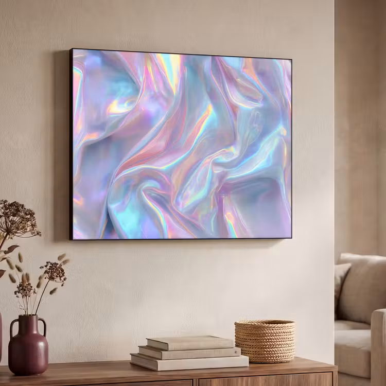 Golvend - Pasteltinten - Glanzend - Stof Textielframe - compleet frame klein -sfeer3