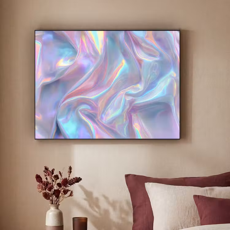 Golvend - Pasteltinten - Glanzend - Stof Textielframe zwart klein -sfeer1