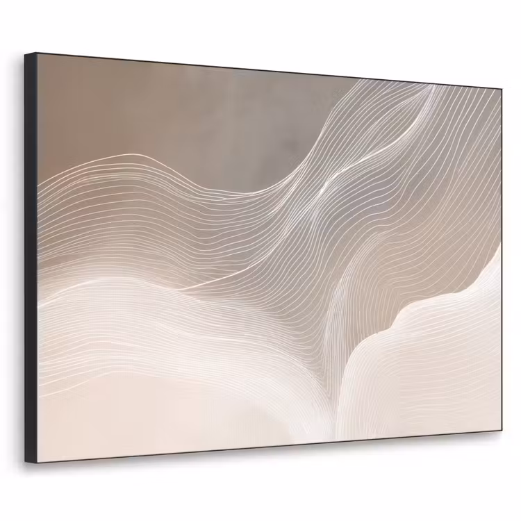 Golvende lijnen - Luchtstromen - Harmonieus Textielframe zwart klein -3d