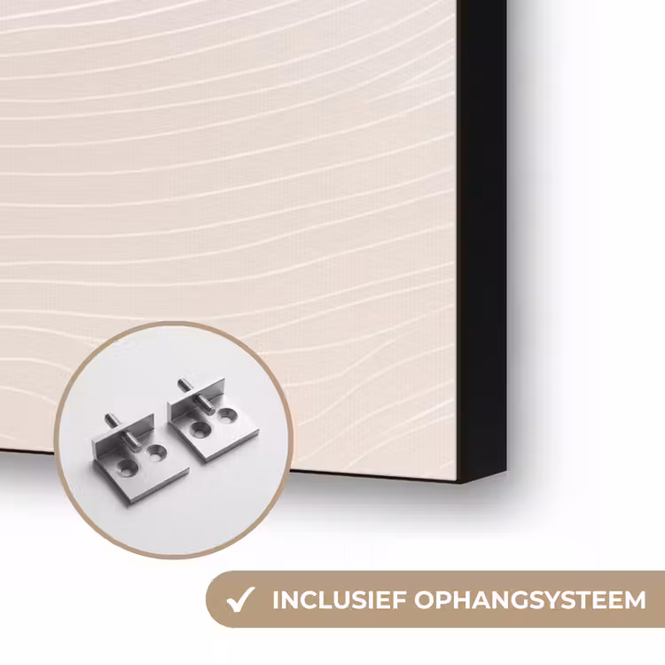 Golvende lijnen - Luchtstromen - Harmonieus Textielframe zwart klein -USP_ophangsysteemNL