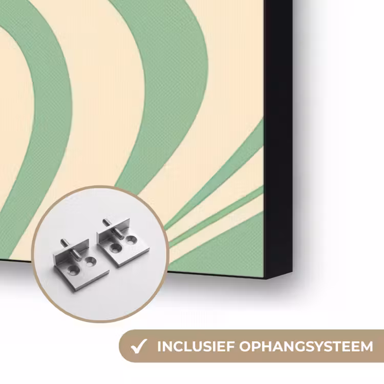 Golvende lijnen - Mintgroen - Dansende vormen Textielframe zwart klein -USP_ophangsysteemNL