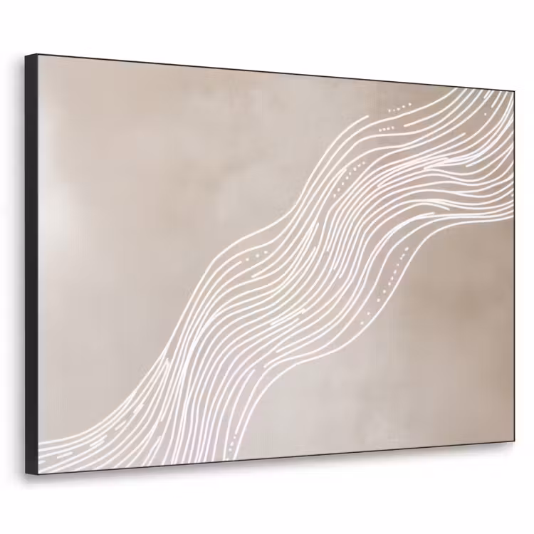 Golvende lijnen - Vloeiend - Zandkleurig Textielframe - compleet frame klein -3d
