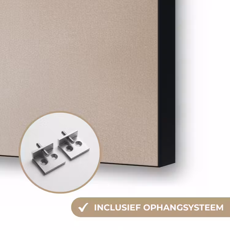 Golvende lijnen - Vloeiend - Zandkleurig Textielframe zwart klein -USP_ophangsysteemNL