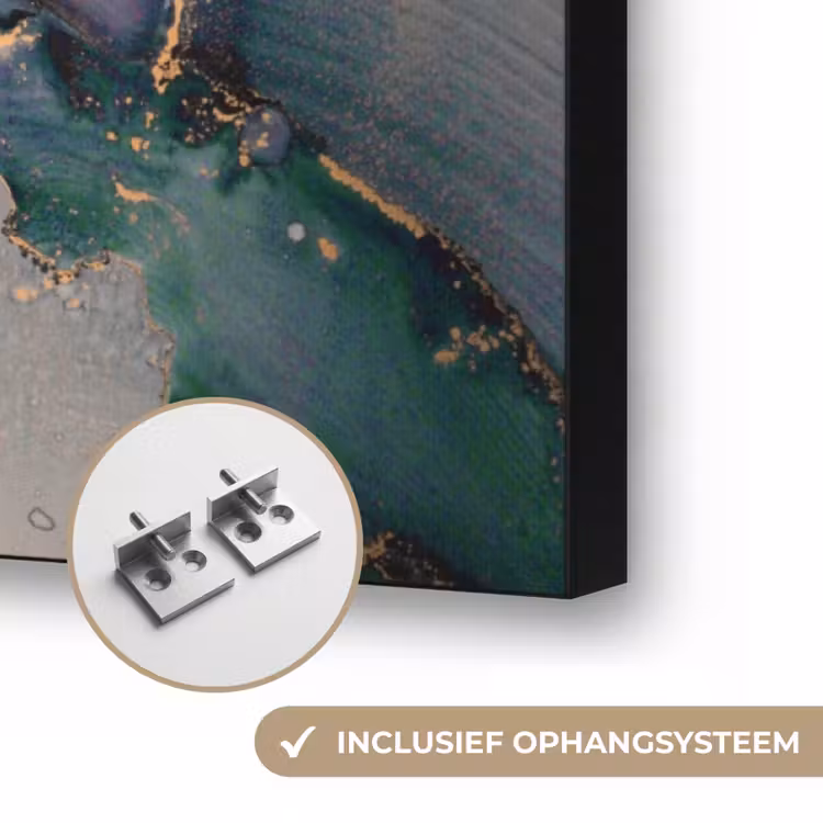 Goud - Blauw - Marmer Textielframe zwart klein -USP_ophangsysteemNL