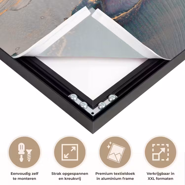 Goud - Blauw - Marmer Textielframe zwart klein -USP_feed_closeupNL