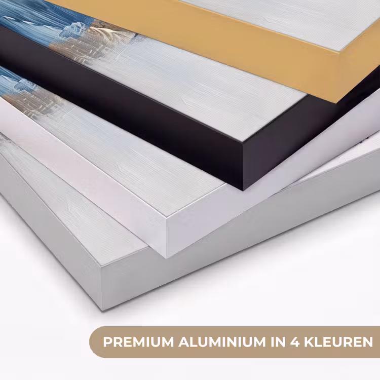 Goud - Blauw - Verf - Kunst - Modern Textielframe zwart klein -USP_kleurenNL