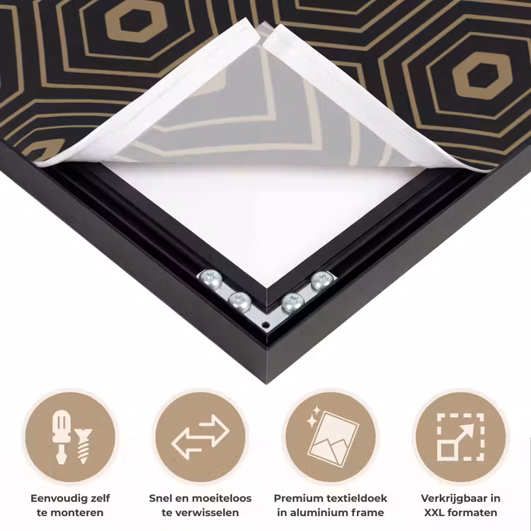 Goud - Illusie - Patroon Textielframe zwart klein 947 -USP_closeupNL