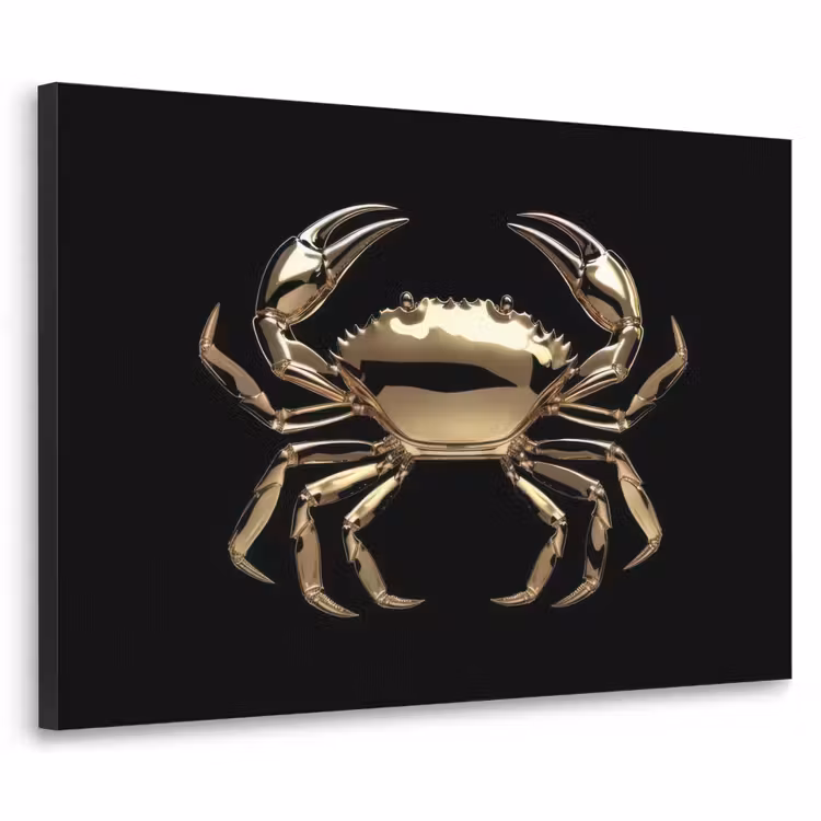 Goud - Krab - Dieren - Zwart Textielframe zwart klein -3d
