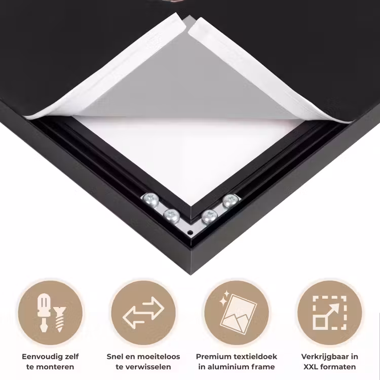 Goud - Krab - Dieren - Zwart Textielframe zwart klein -USP_closeupNL