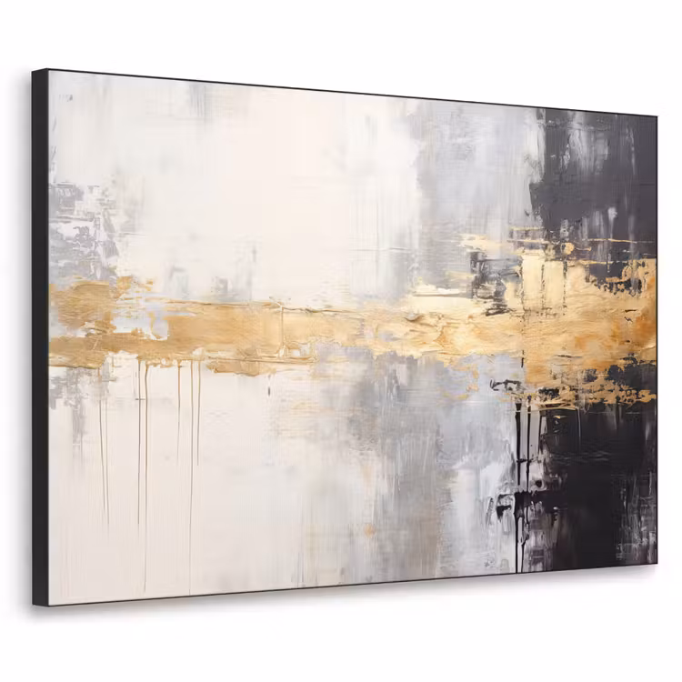 Goud - Luxe - Acryl - Kunst Textielframe zwart klein -3d