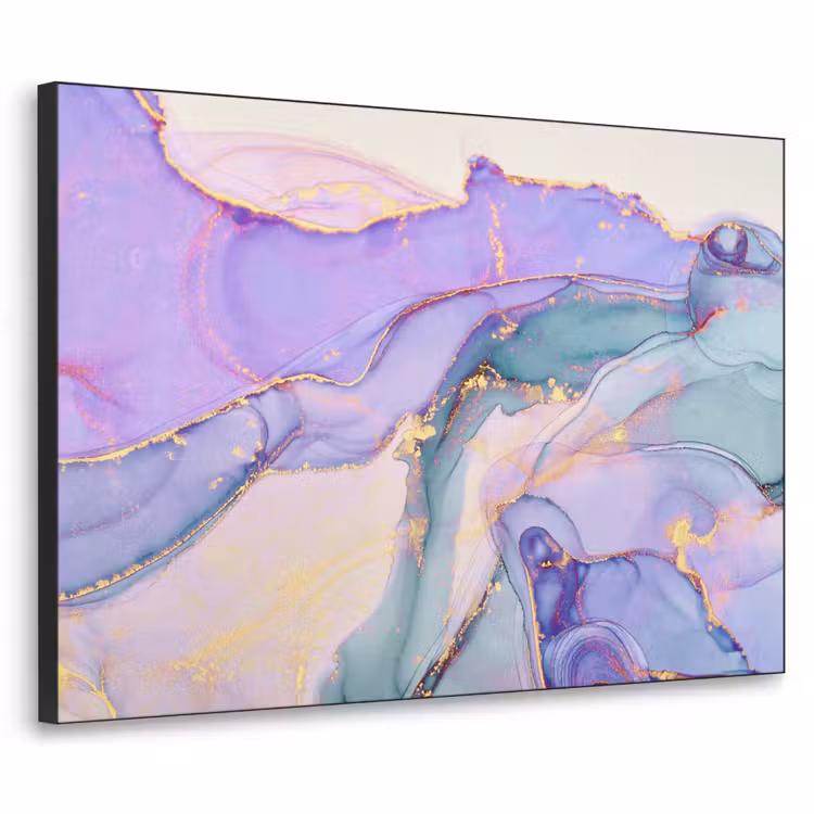 Goud - Marmer - Paars Textielframe zwart klein -3d