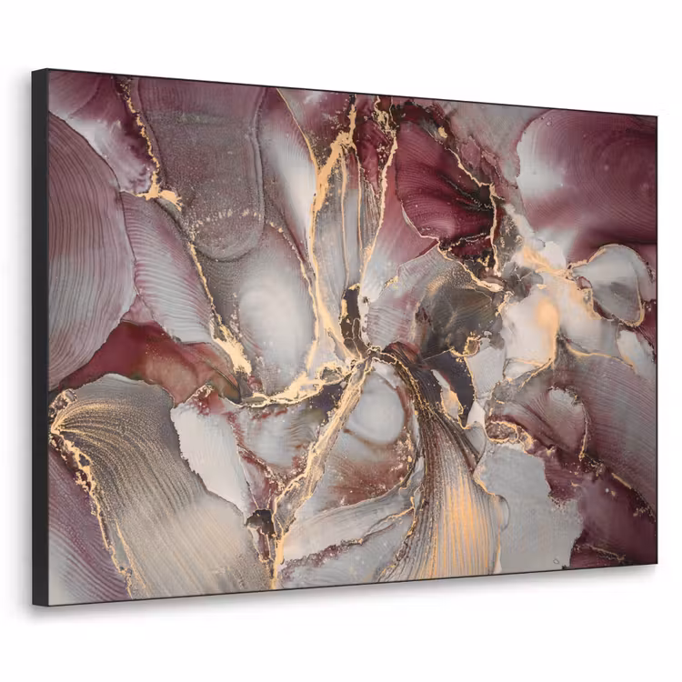 Goud - Marmer - Paars Textielframe zwart klein -3d