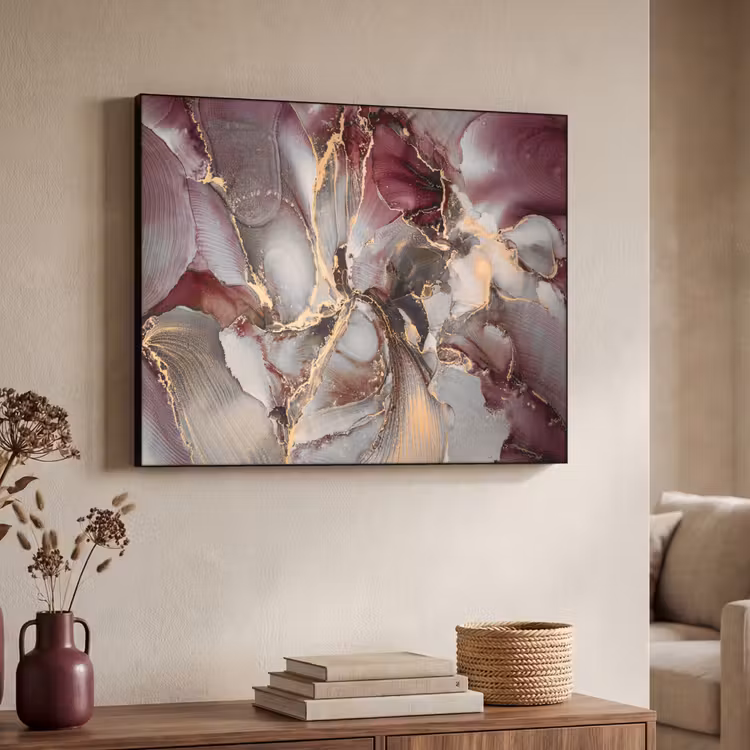 Goud - Marmer - Paars Textielframe zwart klein -sfeer3