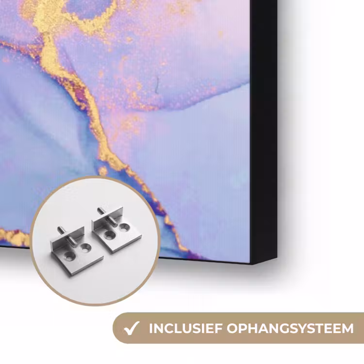 Goud - Marmer - Paars Textielframe zwart klein -USP_ophangsysteemNL