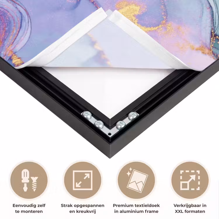 Goud - Marmer - Paars Textielframe zwart klein -USP_feed_closeupNL
