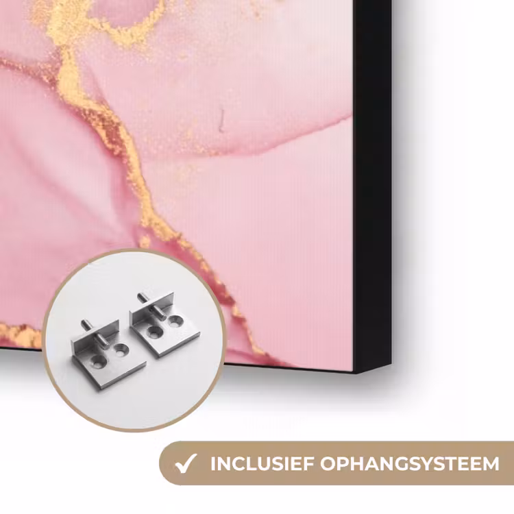 Goud - Marmer - Roze Textielframe zwart klein -USP_ophangsysteemNL