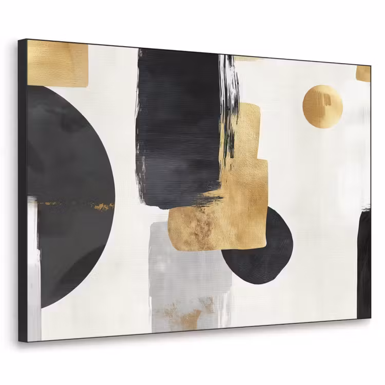 Goud - Rechthoeken - Cirkels - Abstract Textielframe - compleet frame klein -3d