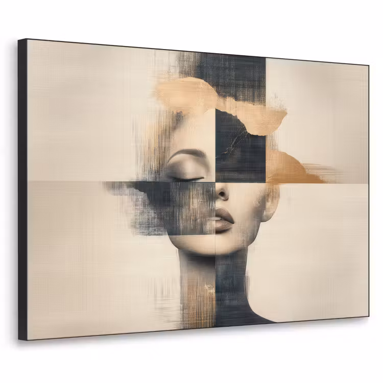 Goud - Vrouw - Rechthoeken Textielframe - compleet frame klein -3d
