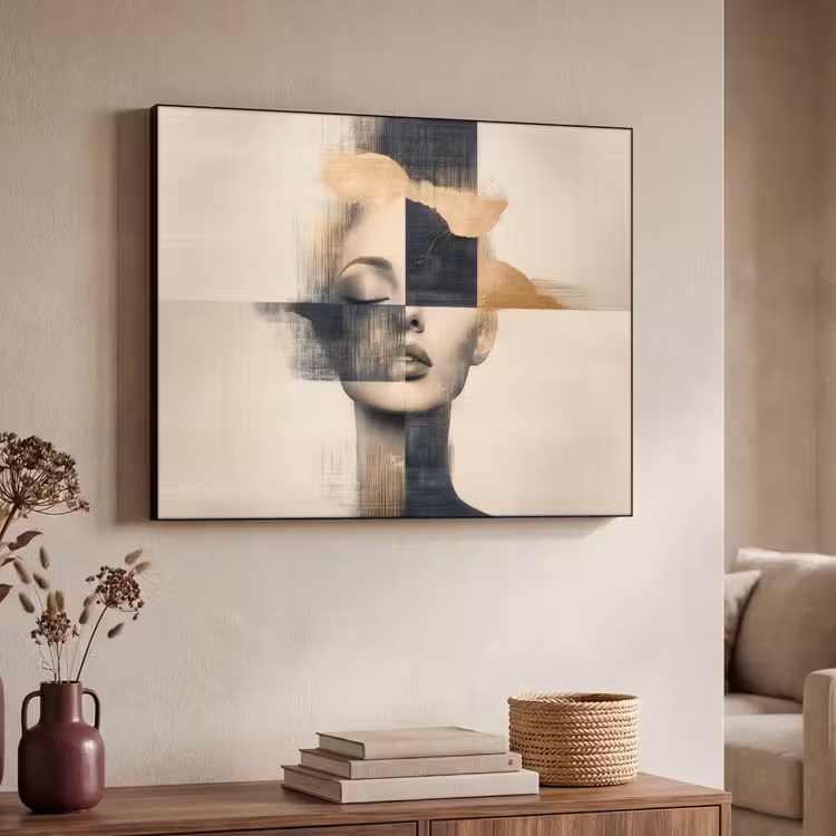 Goud - Vrouw - Rechthoeken Textielframe zwart klein -sfeer3