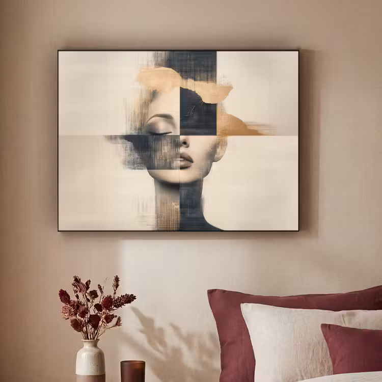 Goud - Vrouw - Rechthoeken Textielframe - compleet frame klein -sfeer1