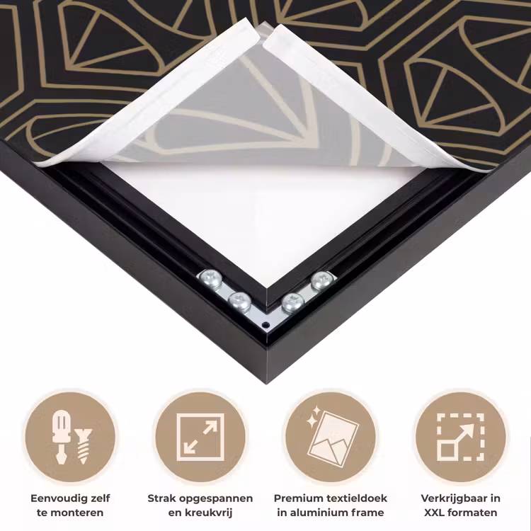 Goud - Zwart - Diamant Textielframe zwart klein 947 -USP_feed_closeupNL