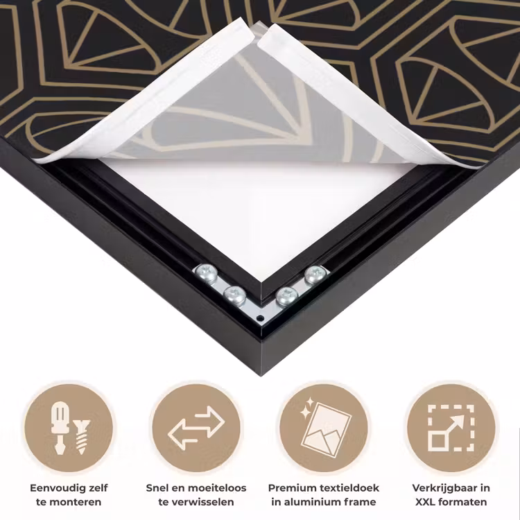 Goud - Zwart - Diamant Textielframe zwart klein 947 -USP_closeupNL