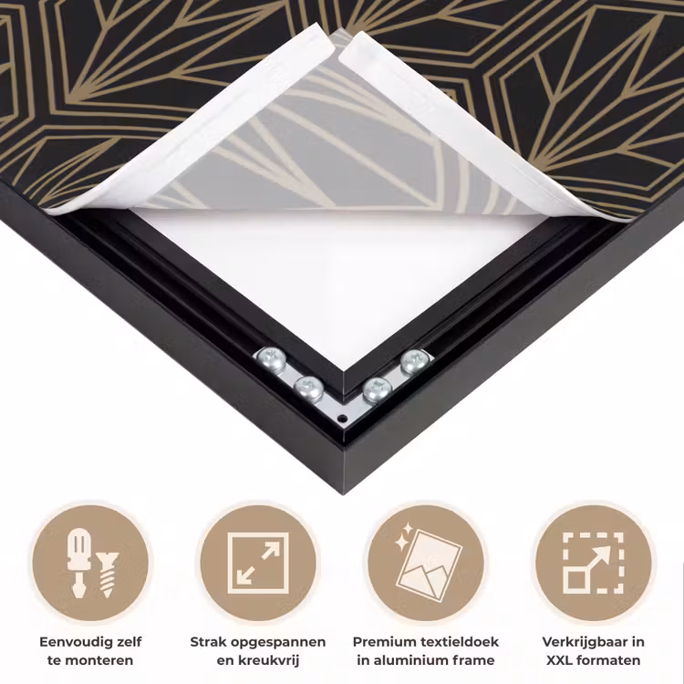 Goud - Zwart - Lijnen Textielframe zwart klein 947 -USP_feed_closeupNL