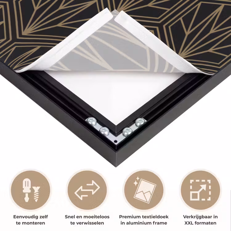 Goud - Zwart - Lijnen Textielframe zwart klein 947 -USP_closeupNL