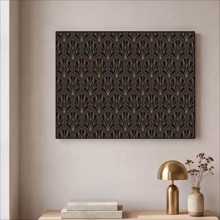 Goud - Zwart - Lijnen Textielframe - compleet frame klein 947 -sfeer2