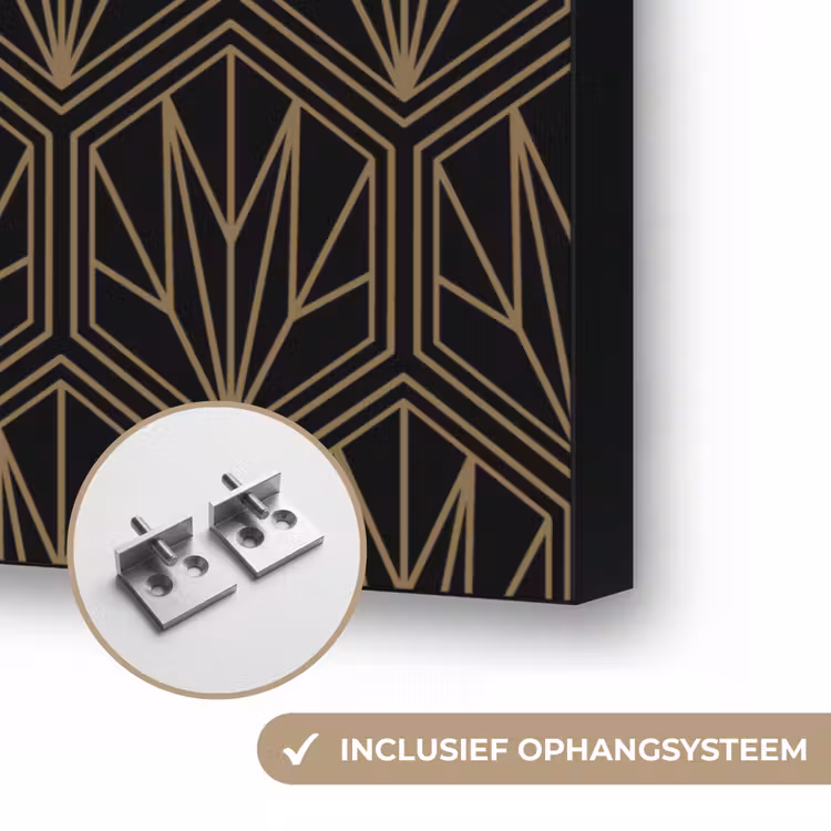 Goud - Zwart - Lijnen Textielframe zwart klein 947 -USP_ophangsysteemNL