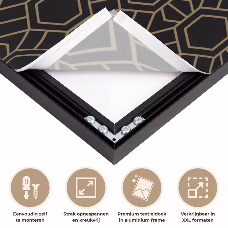 Goud - Zwart - Rozetstructuur Textielframe zwart klein 947 -USP_feed_closeupNL