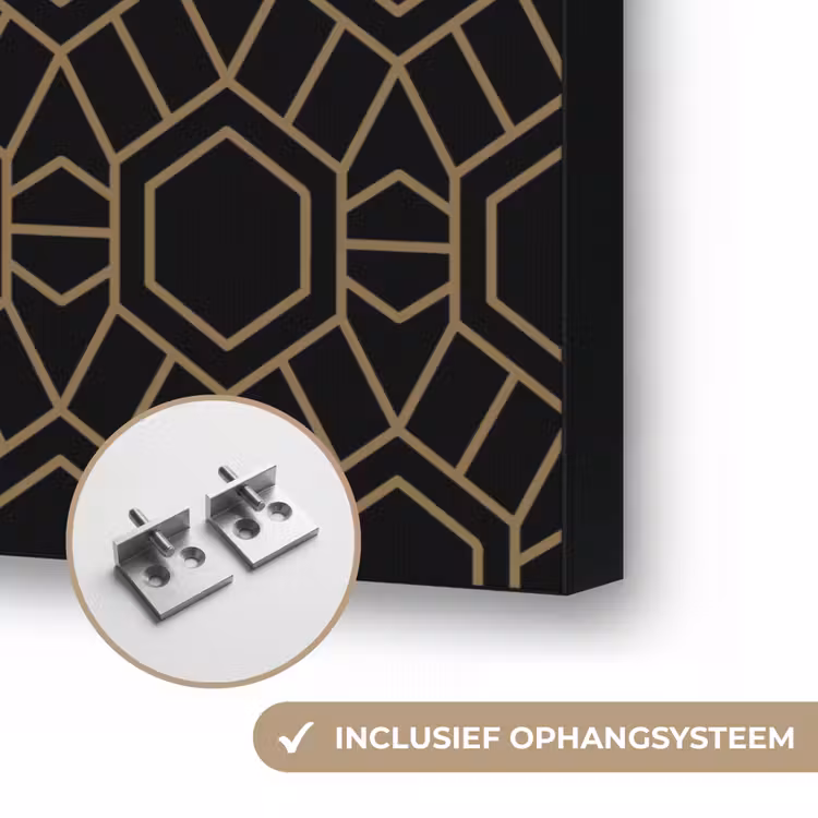 Goud - Zwart - Rozetstructuur Textielframe zwart klein 947 -USP_ophangsysteemNL