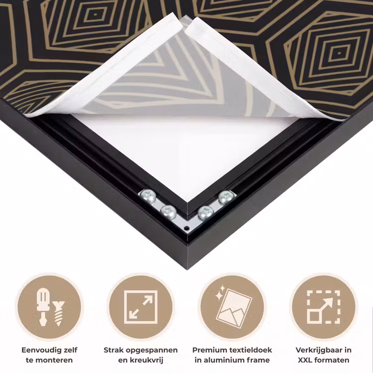 Goud - Zwart - Tunnel Textielframe zwart klein 947 -USP_feed_closeupNL