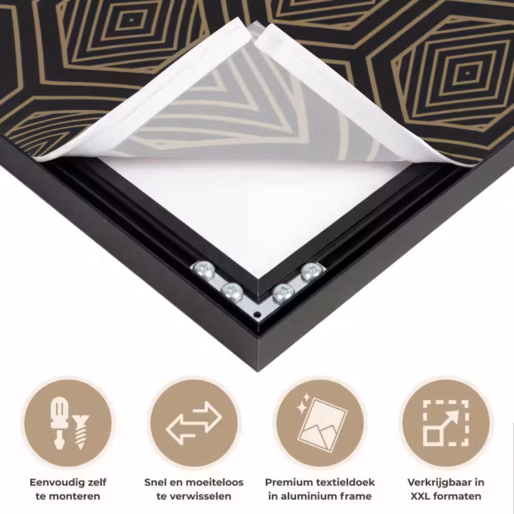 Goud - Zwart - Tunnel Textielframe zwart klein 947 -USP_closeupNL