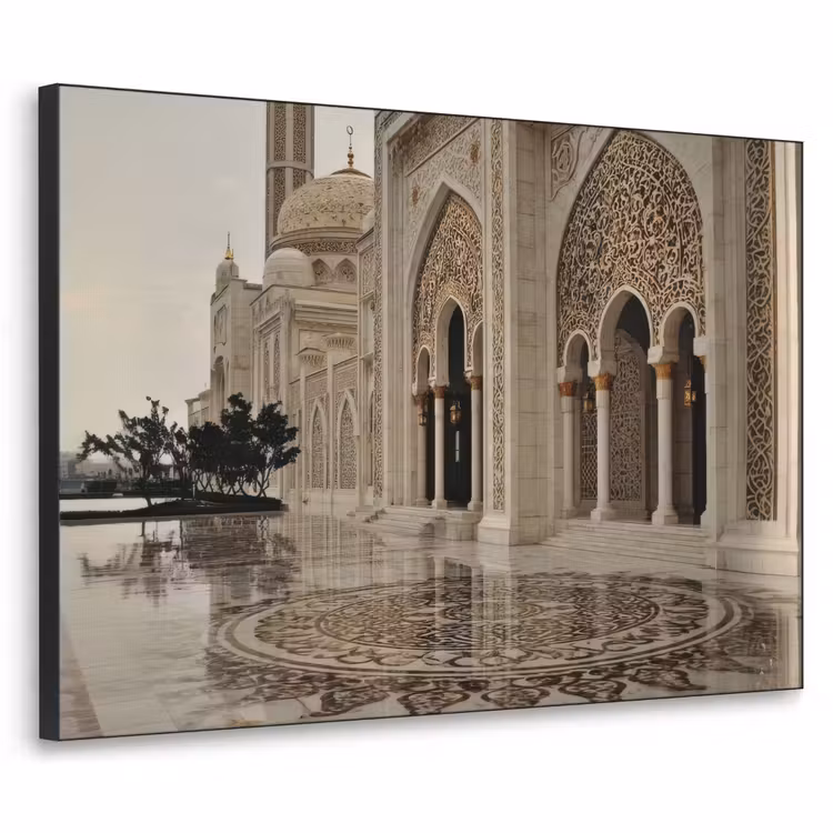 Gouden details - Marmer - Islamitisch Textielframe zwart klein -3d