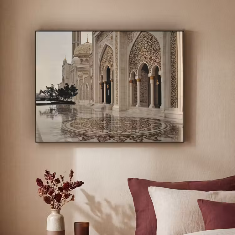Gouden details - Marmer - Islamitisch Textielframe - compleet frame klein -sfeer1