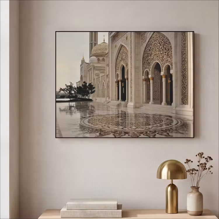 Gouden details - Marmer - Islamitisch Textielframe - compleet frame klein -sfeer2