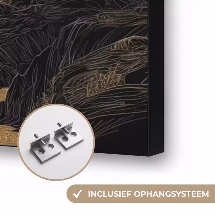 Gouden rivier - Bergen - Maan - Sterrenhemel Textielframe zwart klein -USP_ophangsysteemNL